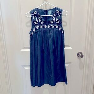 Cece Embroidered Denim Dress